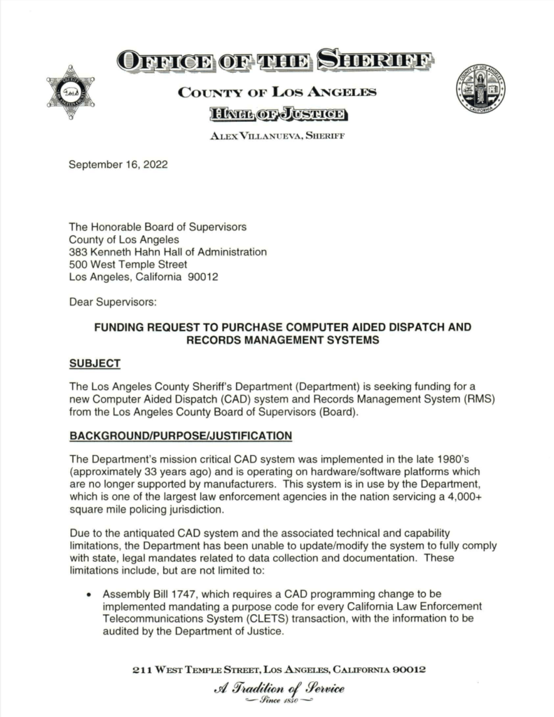 LASD CAD System Failure Who is to Blame?
