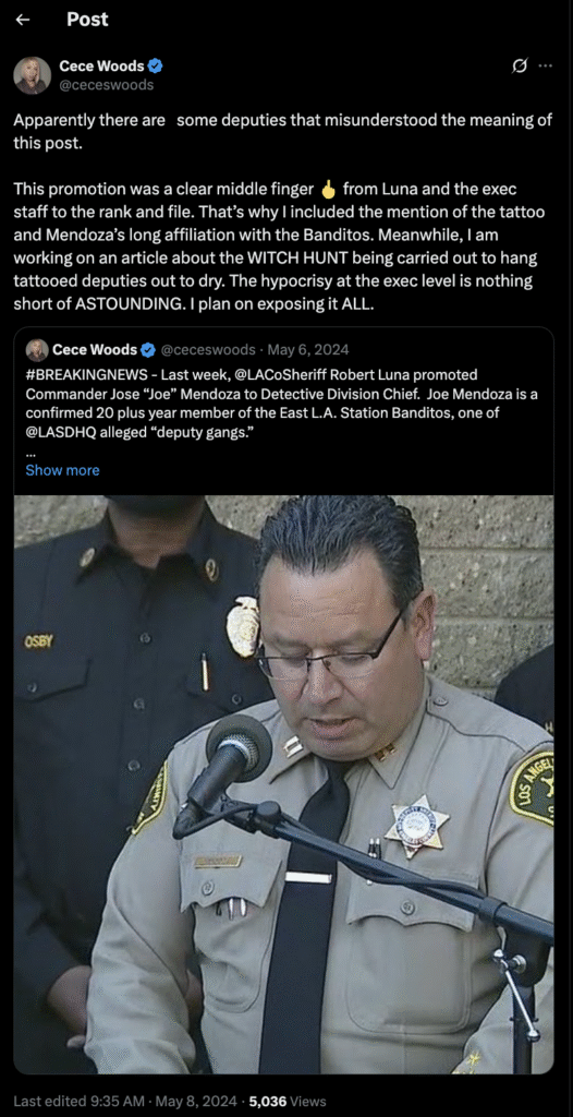 LASD Chief Joe Mendoza: From Deputy Clique Tattoos to Woke Agenda Enforcer - Joe Mendoza's Role in Driving LASD to the Breaking Point