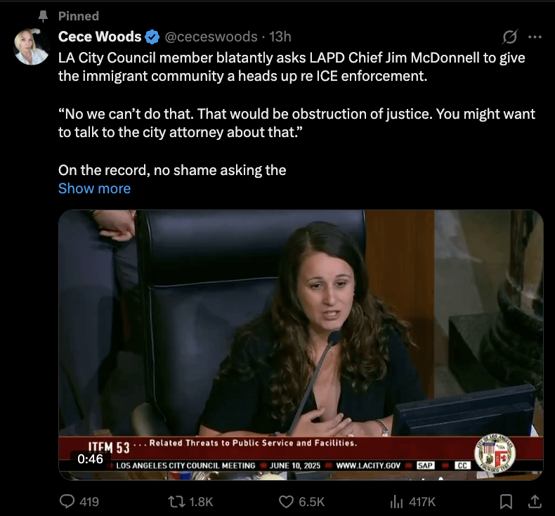 CAUGHT ON CAMERA: Council Member Imelda Padilla Urges LAPD to Obstruct ICE Using AI Surveillance