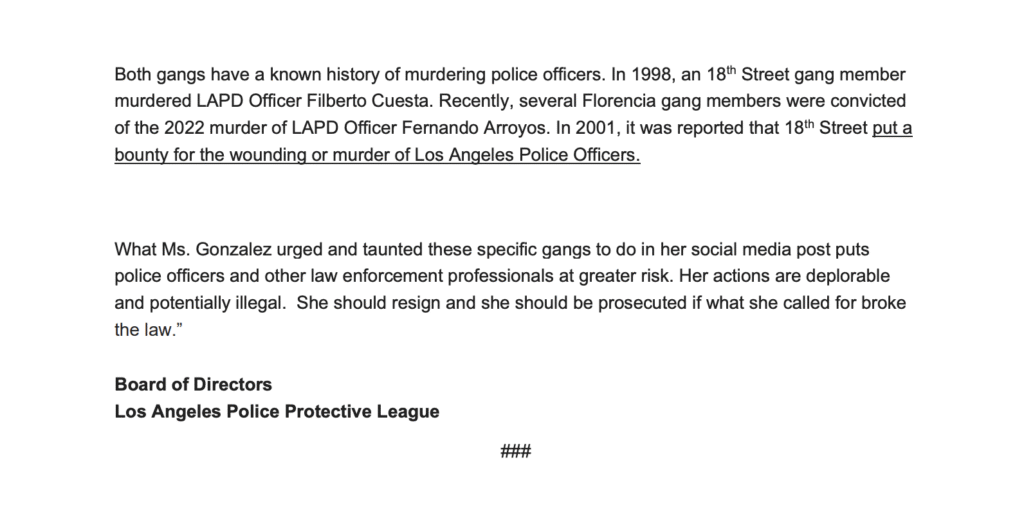 Where’s the Outrage? Sheriff Luna, ALADS Silent While LAPD Union Demands Accountability Over Cudahy Vice Mayor’s Gang-Inciting Rhetoric - and It's Not Even Their Patrol Area!